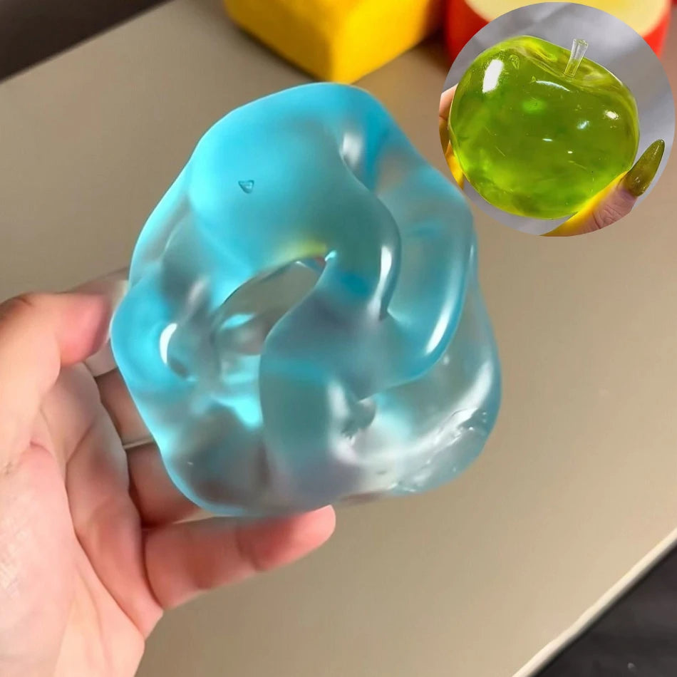 Squishy Green Apple Stress Ball Soft Fidget Sensory Toy for ADHD