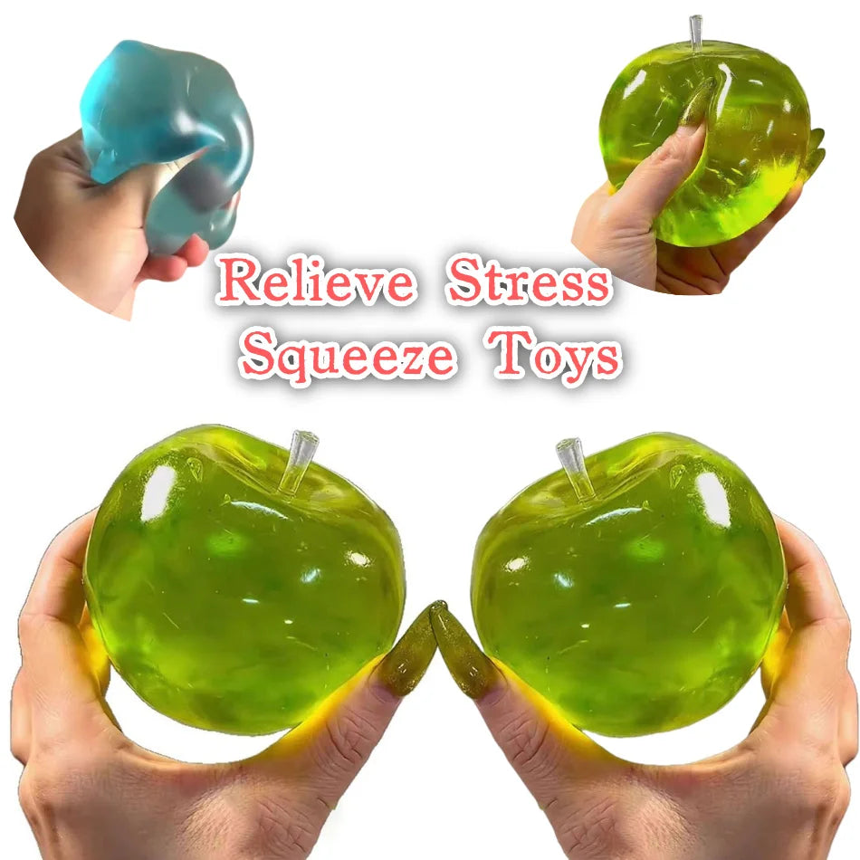 Squishy Green Apple Stress Ball Soft Fidget Sensory Toy for ADHD